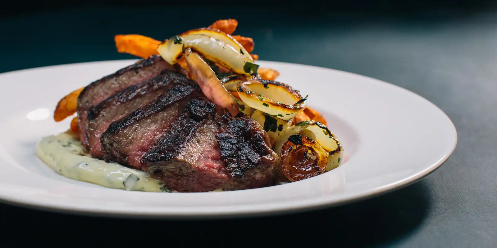 woodfired steak and vegetables